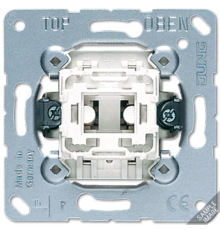 Балансирный выключатель 10 A/ 250 B, однополюсный, пружинные зажимы, возможна подсветка; не подходит к клавишам серии EP; универсальные встраиваемые м