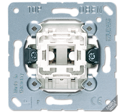 Балансирный выключатель 10 A/ 250 B, однополюсный, пружинные зажимы, возможна подсветка; не подходит к клавишам серии EP; универсальные встраиваемые м