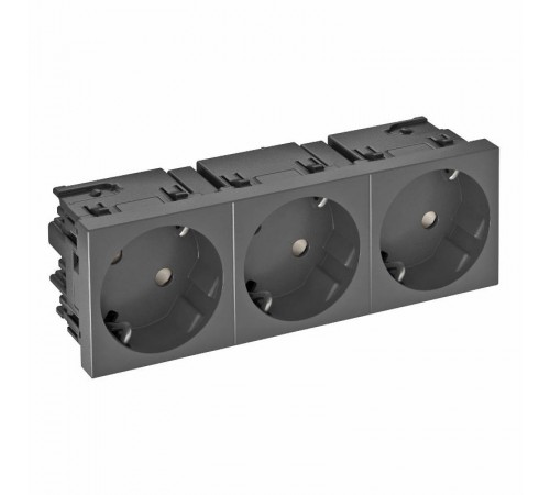 Розетка тройная 33° Modul45connect, с з/к, 250 В, 16A (черный) (STD-D3C SWGR3)  6120510  OBO Bettermann