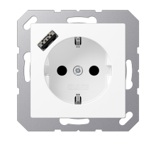 Розетка SCHUKO® с USB-зарядным устройством, тип А; термопласт; белый матовый  A1520-18AWWM  Jung