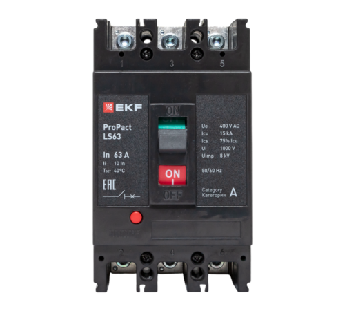 Выключатель автоматический LS63 15кА 3P 63А ProPact  mccb-63-15-3-63-ls  EKF
