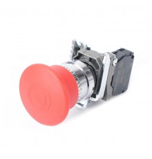 Кнопка аварийного останова SB4 в сборе 22мм 40мм тяни-толкай металл 1НЗ  SB4BT842  SE