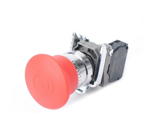 Кнопка аварийного останова SB4 в сборе 22мм 40мм тяни-толкай металл 1НЗ  SB4BT842  SE