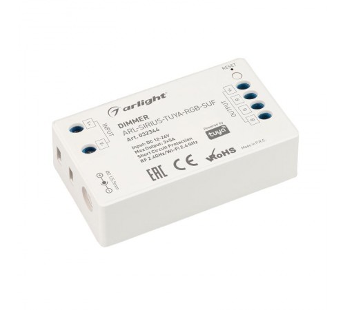 Диммер ARL-SIRIUS-TUYA-RGB-SUF (12-24V, 3x5A, 2.4G) (Arlight, IP20 Пластик, 3 года)  032344  Arlight
