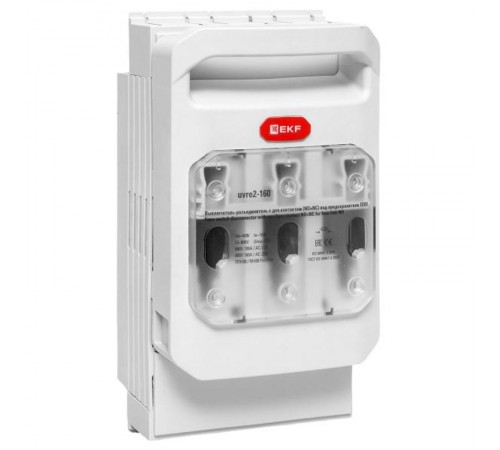 Выключатель-разъединитель УВРЭ v2 160А с дополнительным контактом (NO+NC) откидного типа под предохранители ППН (габ.00) uvre2-160EKF