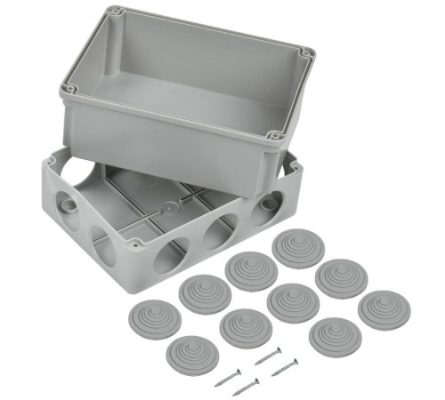 Коробка распределительная КМ41245 для о/п 190х140х120 мм IP44 (RAL7035, 10 гермовводов)  UKO10-190-140-120-K41-44  IEK