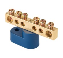 Шина "0" N (6х9мм) 6 отверстий латунь синий угловой изолятор EKF PROxima  sn0-63-06-1  EKF