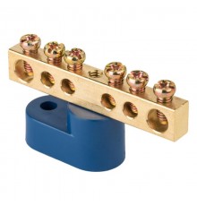 Шина "0" N (6х9мм) 6 отверстий латунь синий угловой изолятор EKF PROxima  sn0-63-06-1  EKF