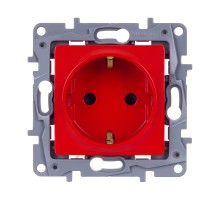 Etika Красный Розетка с заземлением со шторками 16А 250В винтовые зажимы  672722  Legrand