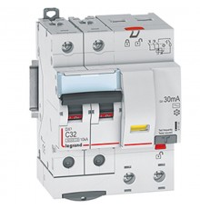 Выключатель автоматический дифференциального тока DX3 6000 2п 32А С 30мА тип AС (4 мод)  411161  Legrand