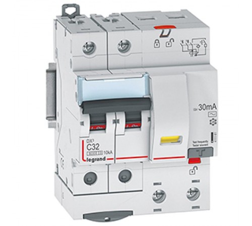 Выключатель автоматический дифференциального тока DX3 6000 2п 32А С 30мА тип AС (4 мод)  411161  Legrand