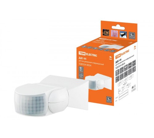 Датчик движения ДДС-05 1200Вт, 10-420с, 12м , 3+лк, 180гр, IP65  SQ0324-0024  TDM