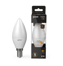 Лампа светодиодная LED 7Вт E14 220В 3000К свеча, диммируемая  103101107-D  Gauss