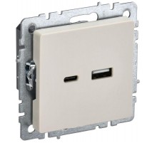 BRITE Розетка USB A+C 18Вт РЮ11-1-БрКр бежевый  BR-U22-018-K10  IEK