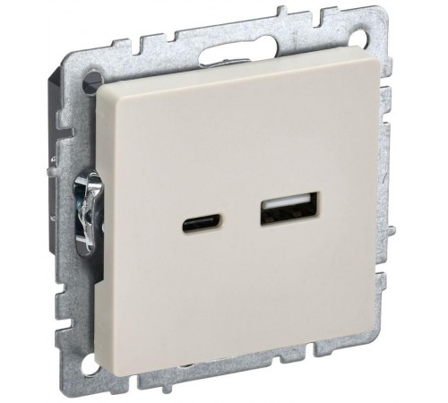 BRITE Розетка USB A+C 18Вт РЮ11-1-БрКр бежевый  BR-U22-018-K10  IEK