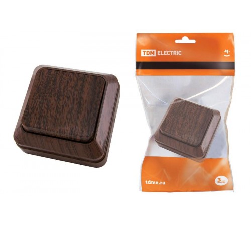 Выключатель 1-кл. открытой установки IP20 10А, бук "Ладога"   SQ1801-0027  TDM