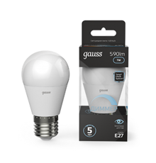 Лампа светодиодная LED 7Вт E27 220В 4100К шар, диммируемая  105102207-D  Gauss