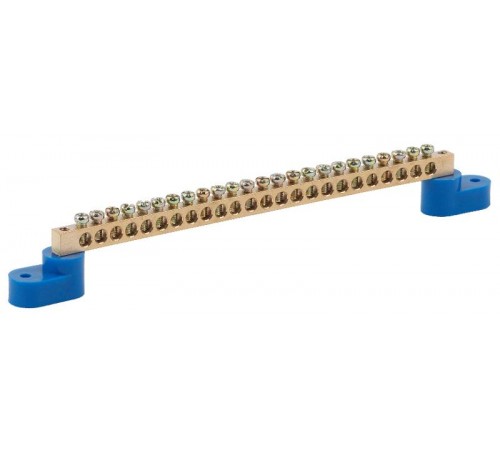 Шина N "ноль" на двух угловых изоляторах ШНИ-6х9-24-У2-синий NO-222-64 Б0033443  ЭРА