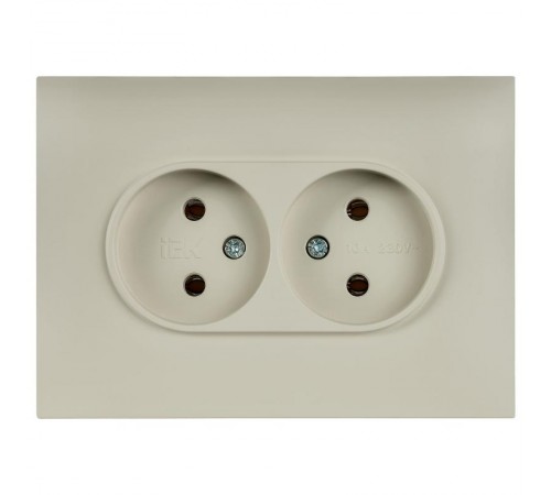 SKANDY Розетка 2-местная без з/к/ш 10А в сб. SK-R10B бежевый  SK-R20-10-K10-F  IEK