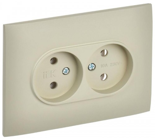 SKANDY Розетка 2-местная без з/к/ш 10А в сб. SK-R10B бежевый  SK-R20-10-K10-F  IEK