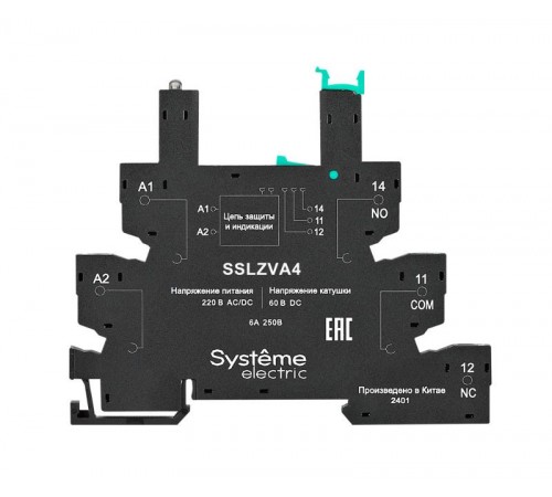 Розетка 230В AC/DC для реле интерфейсного 60В DC, винтовой зажим  SSLZVA4  SE
