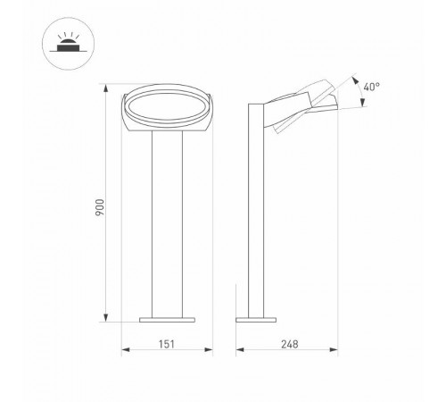 Светильник LGD-EYE-BOLL-H900-6W Warm3000 (GR, 117 deg, 230V) (Arlight, IP54 Металл, 3 года)  029984  Arlight