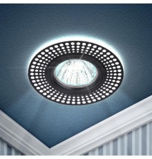 Светильник точечный встраиваемый DK LD41 WH/BK декор cо светодиодной подсветкой MR16, белый/черный  Б0037383  ЭРА