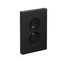 AtlasDesign Карбон Розетка без заземления двойная, 16А, (в сборе с рамкой)  ATN001020  SE