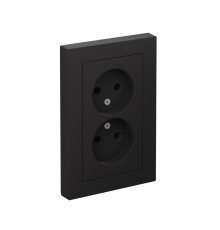 AtlasDesign Карбон Розетка без заземления двойная, 16А, (в сборе с рамкой)  ATN001020  SE