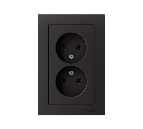 AtlasDesign Карбон Розетка без заземления двойная, 16А, (в сборе с рамкой)  ATN001020  SE