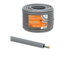 Электротруба гофрированная ПВХ d20серая, с кабелем ВВГ-Пнг(А)-LS 3х2,5ок(N,PE)-0,66 ГОСТ (100 м)  SQ0140-2102  TDM