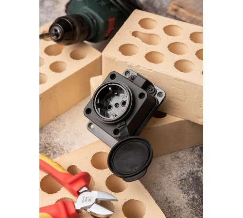 Розетка настенная с защитной крышкой каучуковая 230В 2P+PE 16A IP44 EKF PROxima  RPS-014-16-230-44  EKF