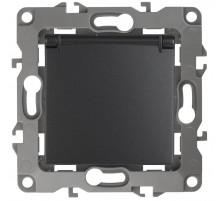 Розетка 12-2103-05 с заземлением со шторками с крышкой, 16АХ-250В,  антрацит  Б0014697  ЭРА