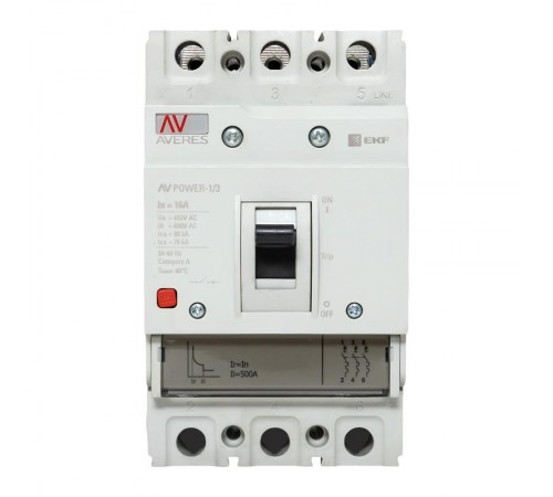 Выключатель автоматический AV POWER-1/3  16А 80kA TR AVERES  mccb-13-16H-TR-av  EKF