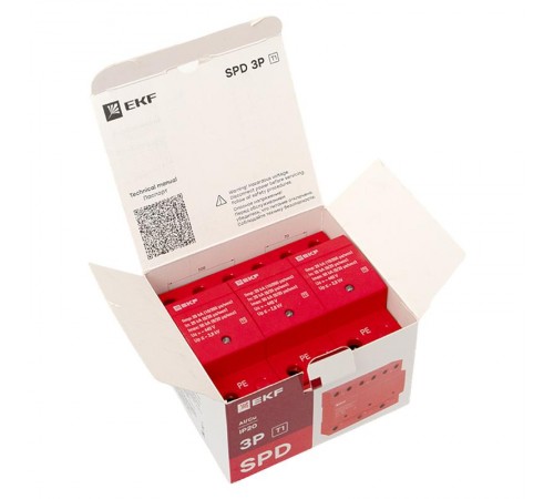 Устройство защиты от импульсных перенапряжений Класс 1 Iimp 25kA (10/350s) 3P  spd-t1-3p  EKF