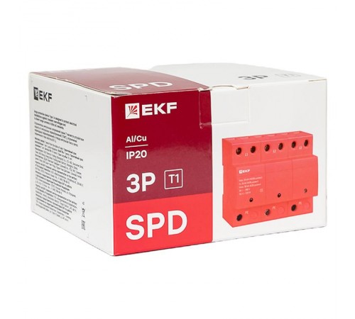 Устройство защиты от импульсных перенапряжений Класс 1 Iimp 25kA (10/350s) 3P  spd-t1-3p  EKF