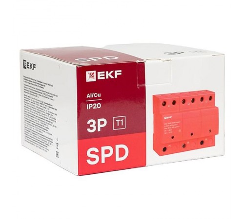 Устройство защиты от импульсных перенапряжений Класс 1 Iimp 25kA (10/350s) 3P  spd-t1-3p  EKF