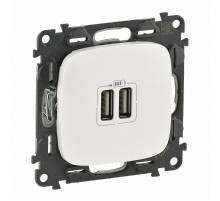 Valena ALLURE Жемчуг Розетка 2-ая USB 240В/5В 1500мА (с лицевой панелью)  754999  Legrand