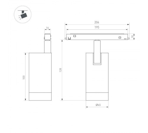 Светильник MAG-ORIENT-SPOT-R45-12W Warm3000 (BK, 36 deg, 48V) (Arlight, IP20 Металл, 5 лет)  053717  Arlight