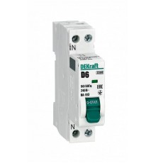 Автоматический выключатель одноролюсный ВА-103(1+N) 6А D  4,5кА  12407DEK  DEKraft
