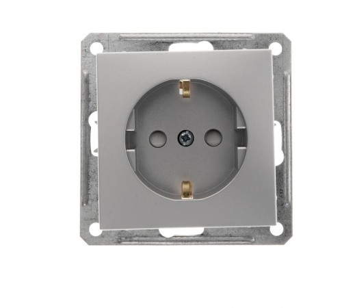 W59 Матовый хром Розетка с заземлением с защитными шторками  RS16-152-5-86  SE