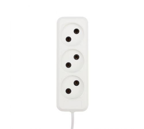 Удлинитель 3 гнезда, 3 м, 2х0.75 кв.мм, б/з, белый (Сделано в России)  11-8733  REXANT