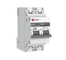 Выключатель автоматический двухполюсный 2P 6А (C) 6кА ВА 47-63M c электромагнитным расцепителем EKF PROxima  mcb4763m-6-2-6C-pro  EKF (замена - M63M