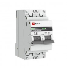 Выключатель автоматический двухполюсный 2P 6А (C) 6кА ВА 47-63M c электромагнитным расцепителем EKF PROxima  mcb4763m-6-2-6C-pro  EKF (замена - M63M