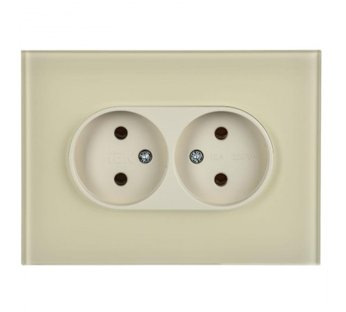 SKANDY Розетка 2-местная без з/к/ш стекло 10А SK-R03B беж.  SK-R20-10-K10  IEK