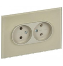 SKANDY Розетка 2-местная без з/к/ш стекло 10А SK-R03B беж.  SK-R20-10-K10  IEK