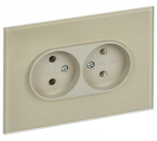 SKANDY Розетка 2-местная без з/к/ш стекло 10А SK-R03B беж.  SK-R20-10-K10  IEK