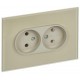 SKANDY Розетка 2-местная без з/к/ш стекло 10А SK-R03B беж.  SK-R20-10-K10  IEK