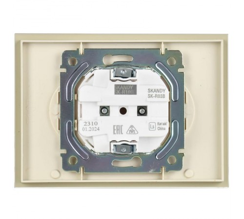 SKANDY Розетка 2-местная без з/к/ш стекло 10А SK-R03B беж.  SK-R20-10-K10  IEK