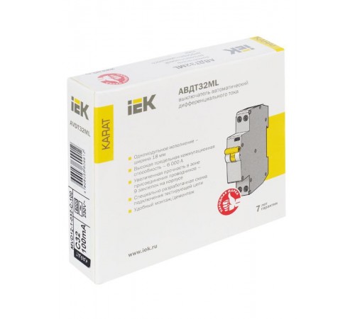 Выключатель автоматический дифференциального тока АВДТ32МL С32 100мА KARAT  MVD12-1-032-C-100  IEK